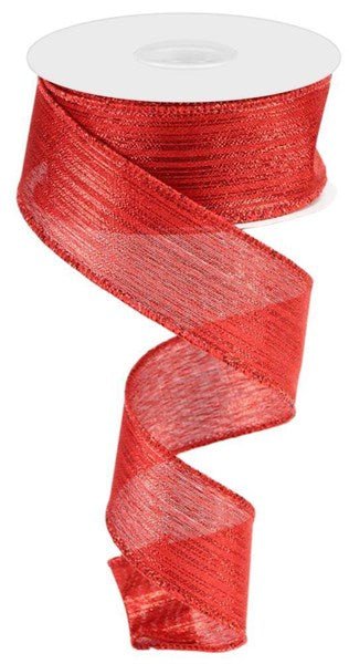 1.5" Metallic Stripe Ribbon: Red - 50yds - RGC529924 - The Wreath Shop