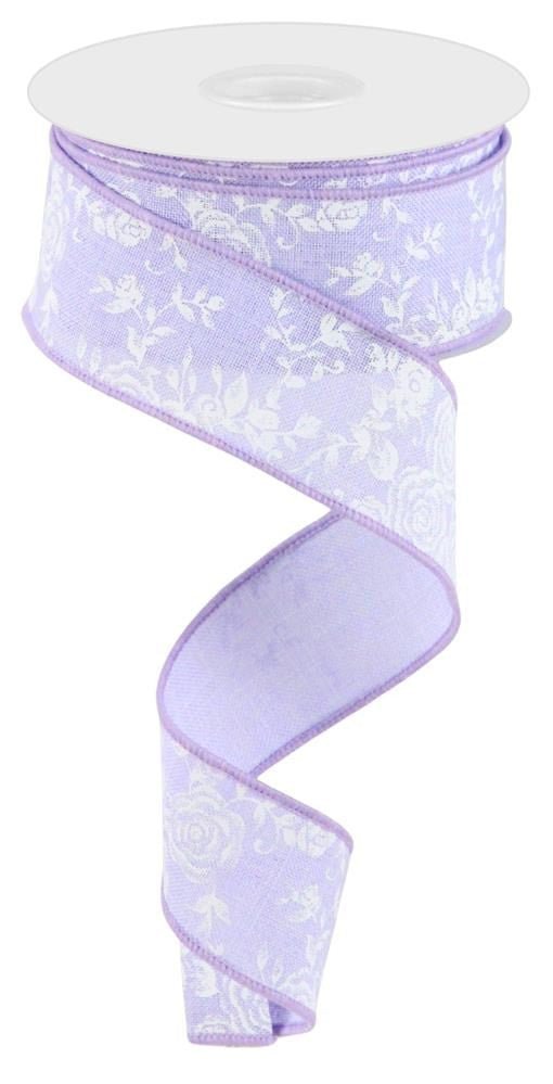 1.5" Mini Rose Ribbon: Lavender - RGC186013 - The Wreath Shop
