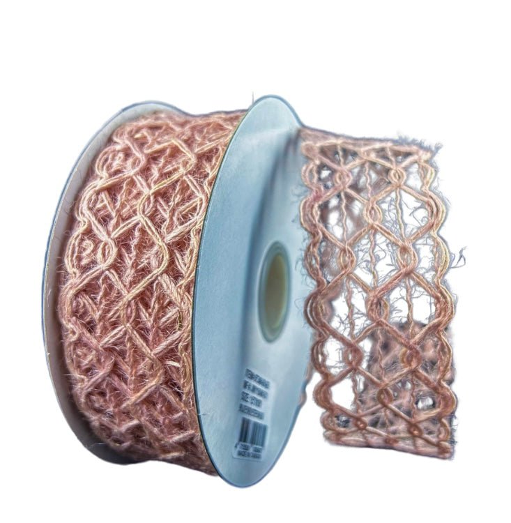 1.5" Open Weave Jute Netting Ribbon: Mauve Pink - 10yds - 67348-09-26 - The Wreath Shop