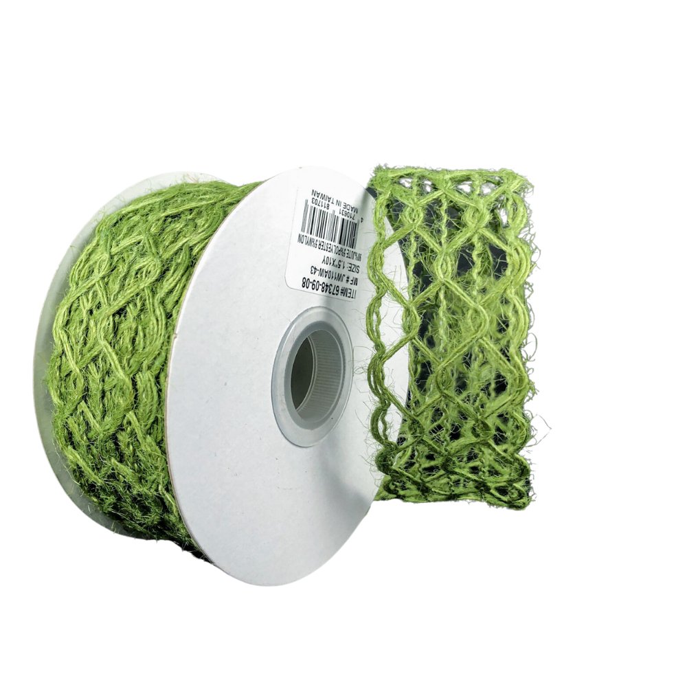 1.5" Open Weave Jute Netting Ribbon: Moss - 10Yds - 67348-09-08 - The Wreath Shop