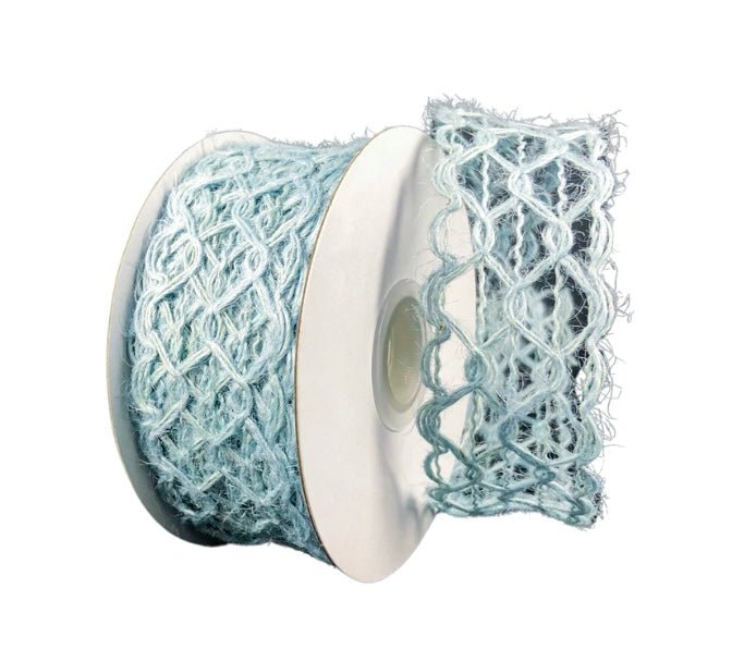 1.5" Open Weave Jute Nettng Ribbon: Lt Blue - 10yds - 67348-09-05 - The Wreath Shop