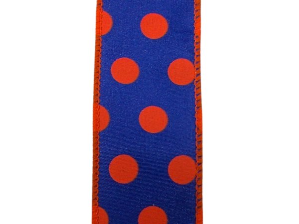 1.5" Polka Dot Ribbon: Royal Blue/Orange - 10yds - U306 - 2519 - The Wreath Shop