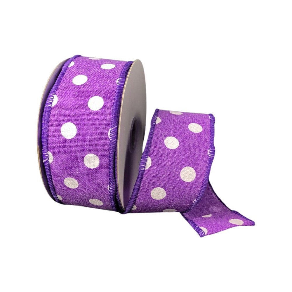 1.5" Purple/White Dots Ribbon - 10yds - 41243-09-11 - The Wreath Shop