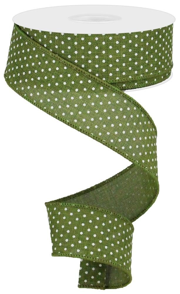 1.5" Raised Swiss Dot Ribbon: Moss Green - 10yds - The Wreath Shop
