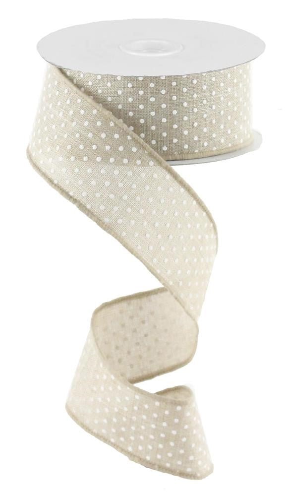 1.5" Raised Swiss Dot Ribbon: Natural - 100ft - RG0365118 - The Wreath Shop