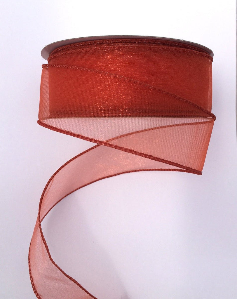 1.5" Sheer Wired Ribbon: Rust (25yds) - 903409-47 - The Wreath Shop