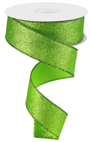 1.5" Shimmer Glitter Ribbon: Lime Grn - 10yds - RGC1596E9 - The Wreath Shop