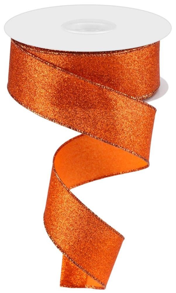 1.5" Shimmer Glitter Ribbon: Orange - 10yds - RGC159620 - The Wreath Shop