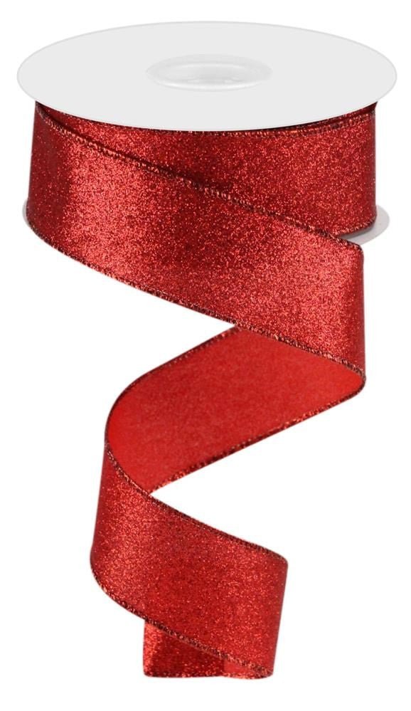 1.5" Shimmer Glitter Ribbon: Red - 10yds - RGC159624 - The Wreath Shop