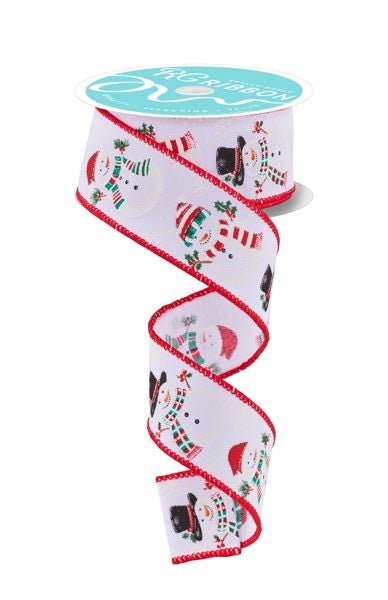 1.5" Snowman with Holly Ribbon: White - RGF136127 - The Wreath Shop