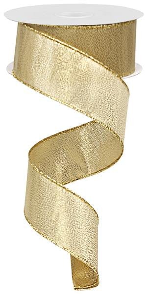 1.5" Solid Metallic Gold Ribbon Wired - 10yds - RG0114208 - The Wreath Shop