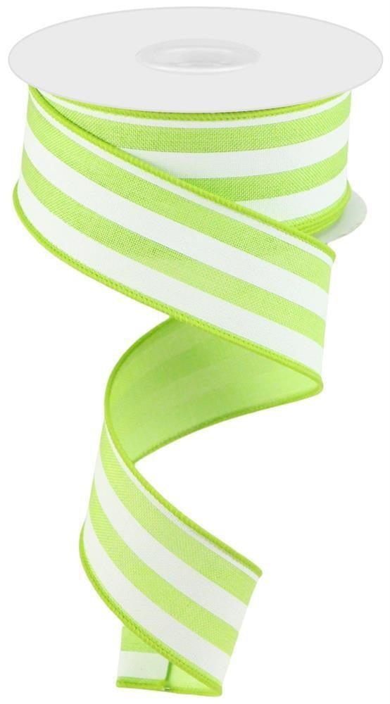 1.5" Vertical Stripe Ribbon: Bright Green/White - RGC1562H2 - The Wreath Shop