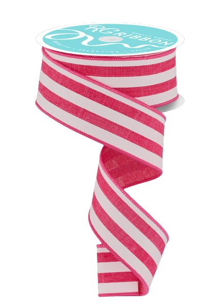 1.5" Vertical Stripe Ribbon: Hot Pink/White - RGC156211 - The Wreath Shop
