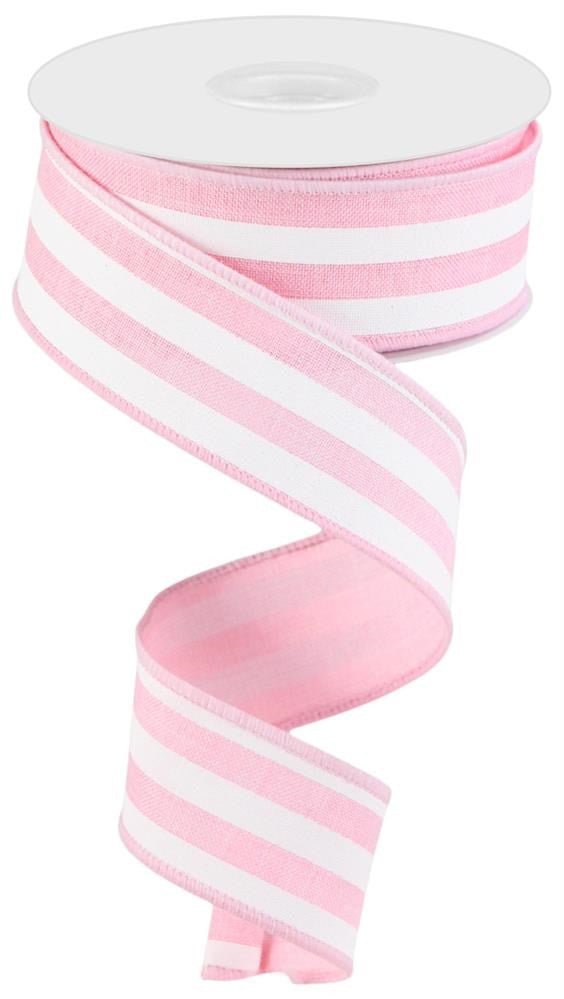 1.5" Vertical Stripe Ribbon: Lt Pink/White - RGC156215 - The Wreath Shop