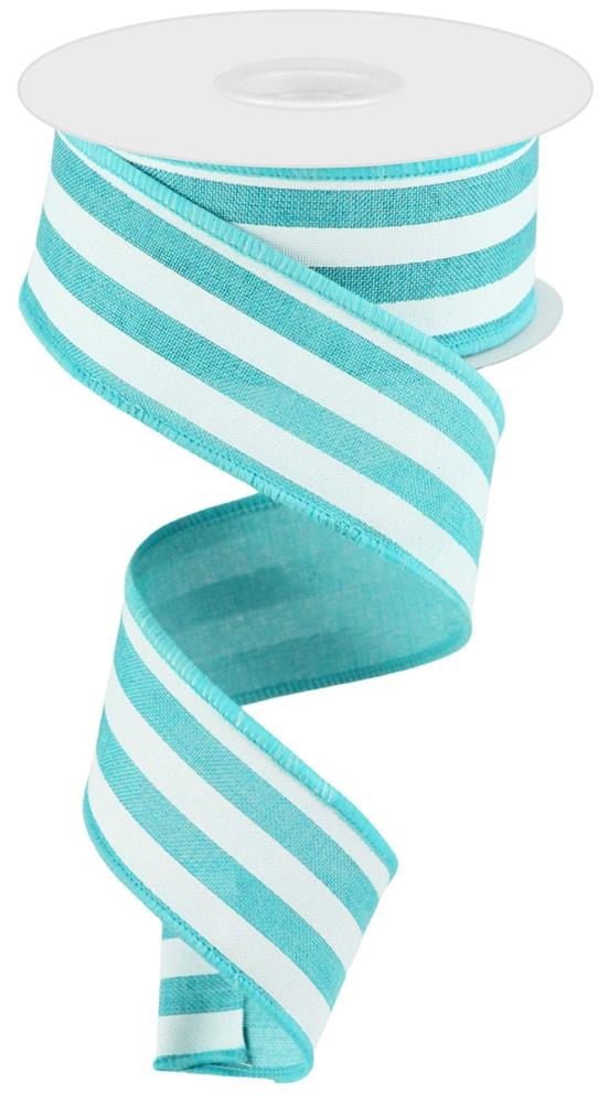 1.5" Vertical Stripe Ribbon: Lt Teal/White - RGC1562A6 - The Wreath Shop