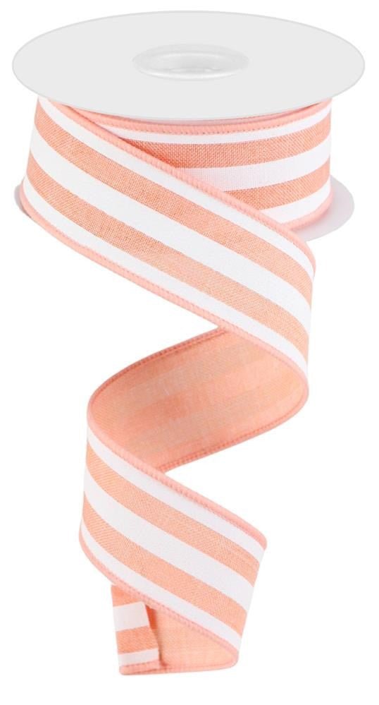 1.5" Vertical Stripe Ribbon: Peach/White - RGC156221 - The Wreath Shop