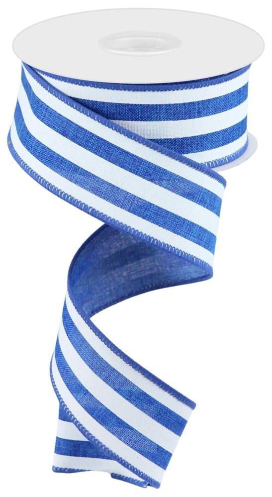 1.5" Vertical Stripe Ribbon: Royal Blue/White - RGC156225 - The Wreath Shop