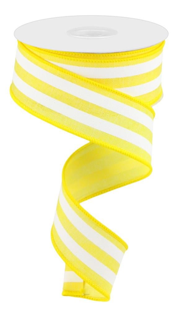 1.5" Vertical Stripe Ribbon: Yellow/White - RGC156229 - The Wreath Shop