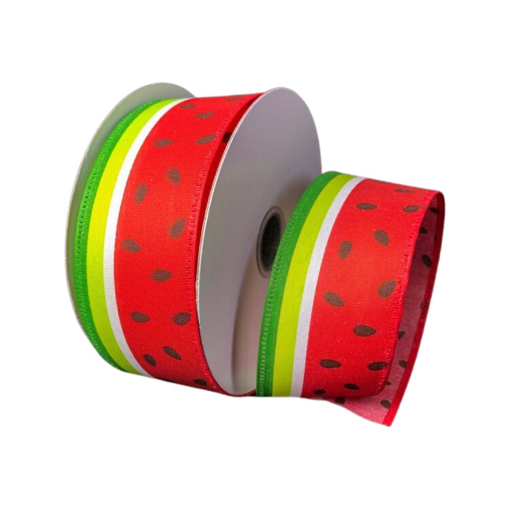 1.5" Watermelon Print Wired Ribbon- 10yds - 45213-09-17 - The Wreath Shop
