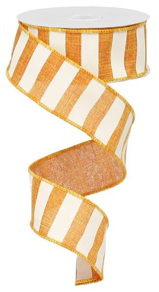 1.5" x 10yd Horizontal Stripe Ribbon: Orange/White - RX9148KJ - The Wreath Shop