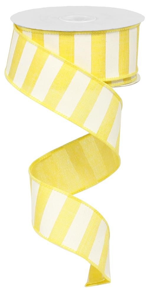 1.5" x 10yd Horizontal Stripe Ribbon: Yellow/White - RX9148X7 - The Wreath Shop