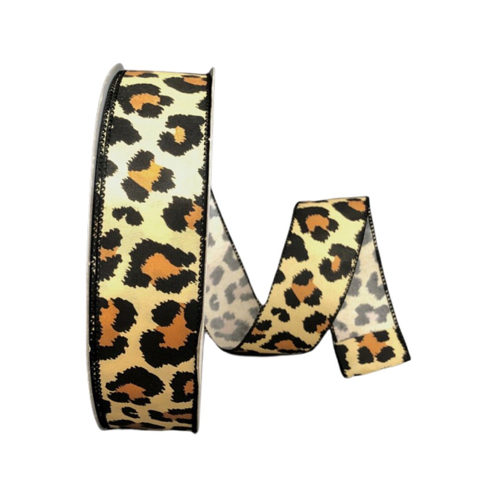 1.5" x 50yd Satin Leopard Print Ribbon - 861-09-159 - The Wreath Shop