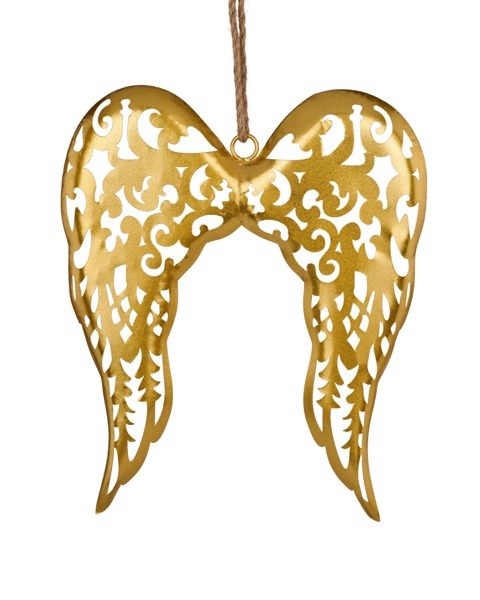 15.75" Metal Filigree Angel Wing Decor: Gold - MM116108 - The Wreath Shop