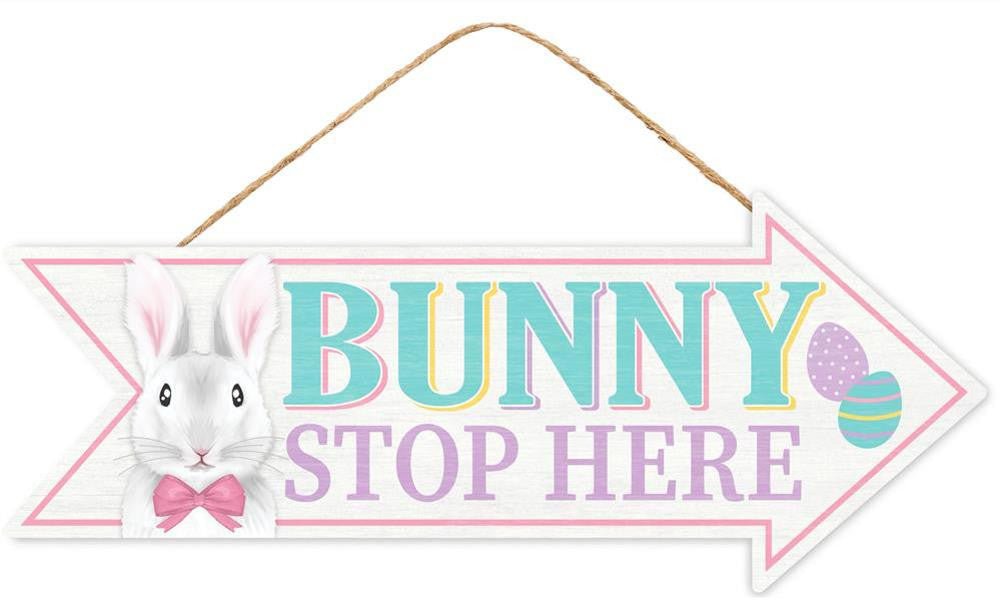 16" Bunny Stop Here Arrow Sign - AP7280 - The Wreath Shop