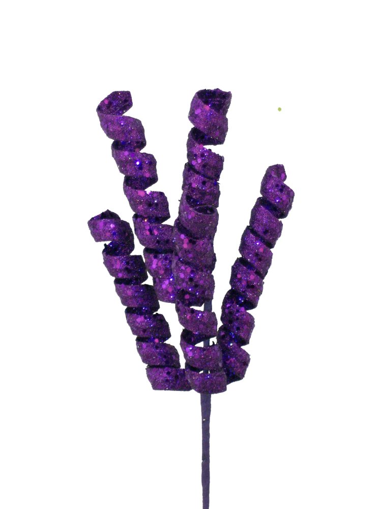 16" Glitter Curly Pick: Purple - 82510PU - The Wreath Shop