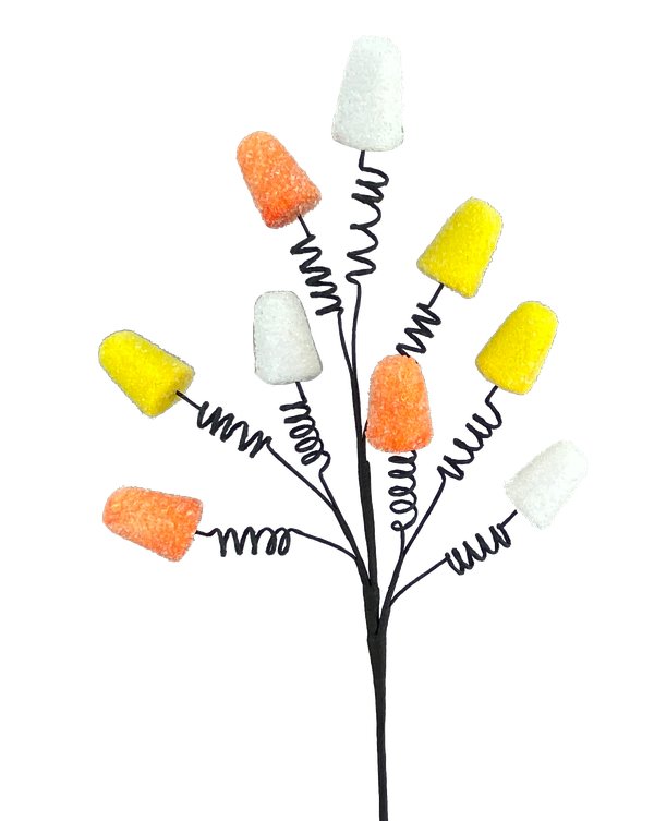 16" Gumdrop Pick: Orange/Yellow/White - 56898ORWTYW - The Wreath Shop