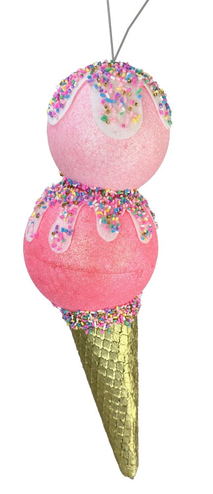 16" Ice Cream Cone: Pink/Gold - 86109PK - The Wreath Shop