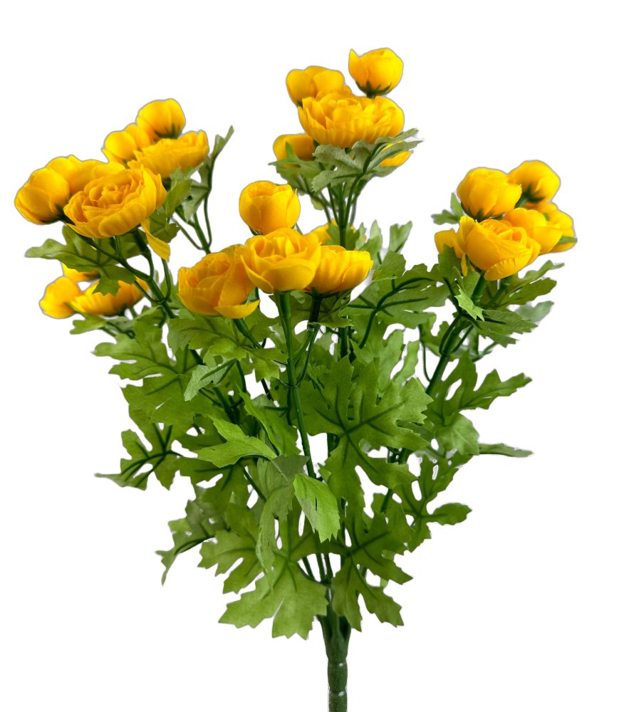 16" Mini Ranunculus Bush: Yellow - 63514YW - The Wreath Shop