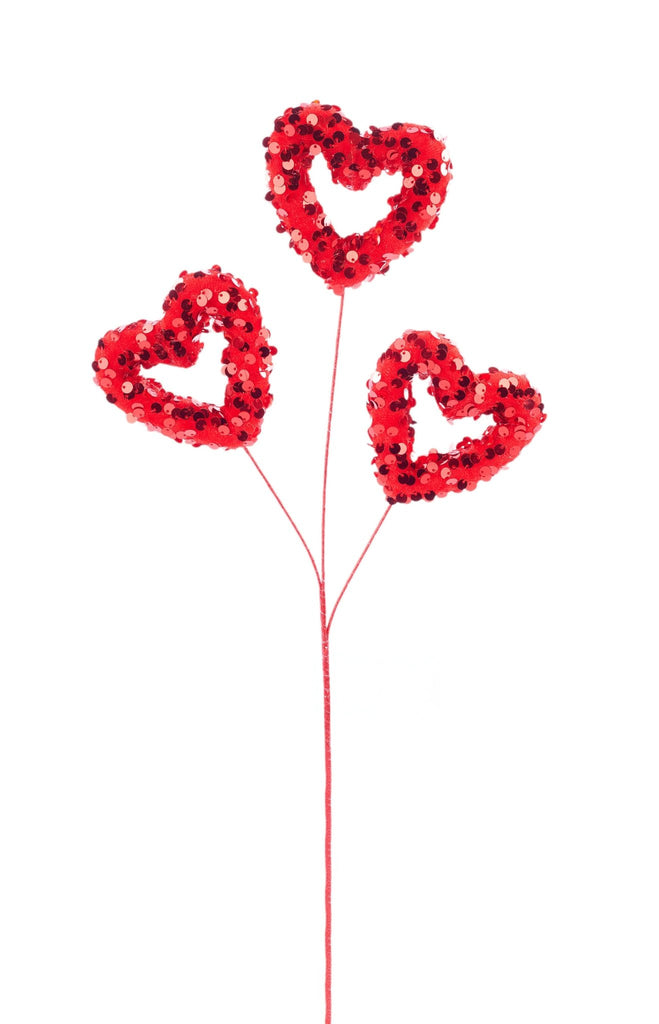 16" Red Sequin Open Heart Pick - HV1379 - The Wreath Shop