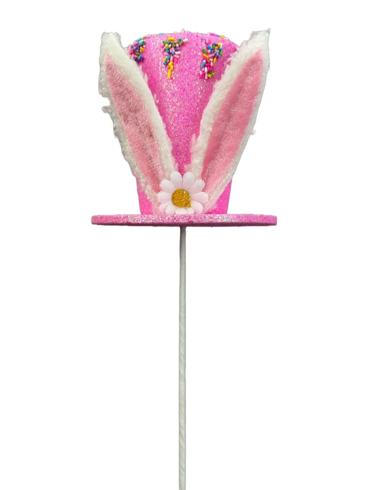 17" Easter Top Hat w/ Bunny Ears Pick - 63416PK - The Wreath Shop