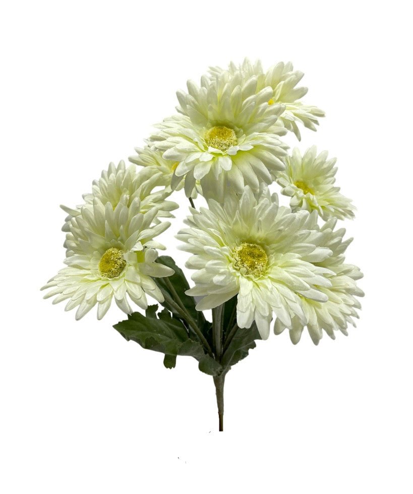 17" Gerbera Daisy Bush: Cream (8) - 82495-CR - The Wreath Shop