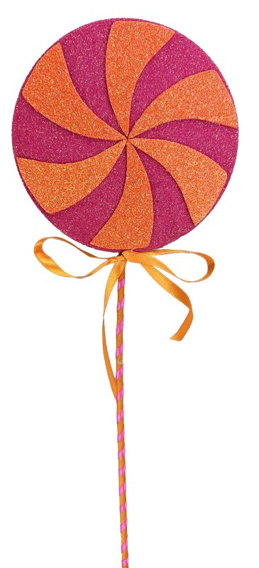 17" Glitter Lollipop Pick: Hot Pink/Orange - 57136BTOR - The Wreath Shop