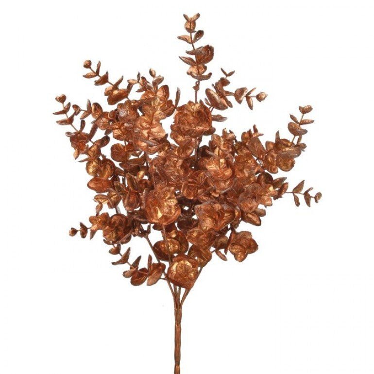 17" Glitter Metallic Eucalyptus Bush: Bronze Gold - MTX69291 - The Wreath Shop