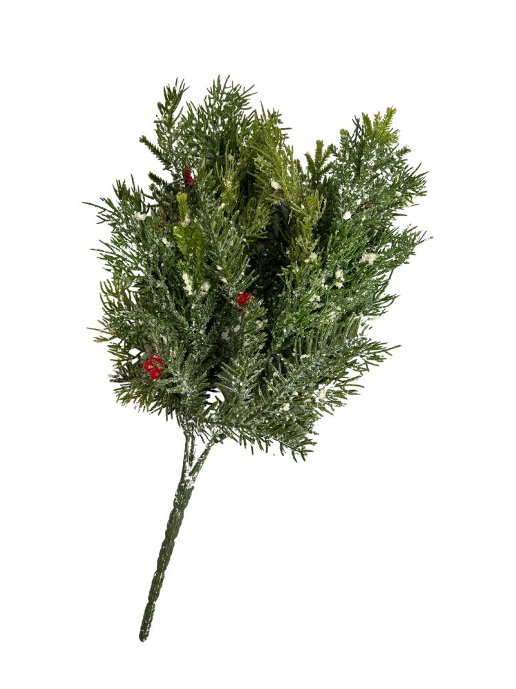 17" Glitter/Frosted Cedar Bush - 81093 - The Wreath Shop