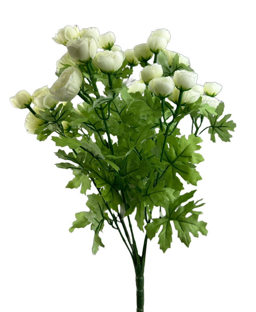 17" Mini Ranunculus Bush: Cream - 63514CM - The Wreath Shop