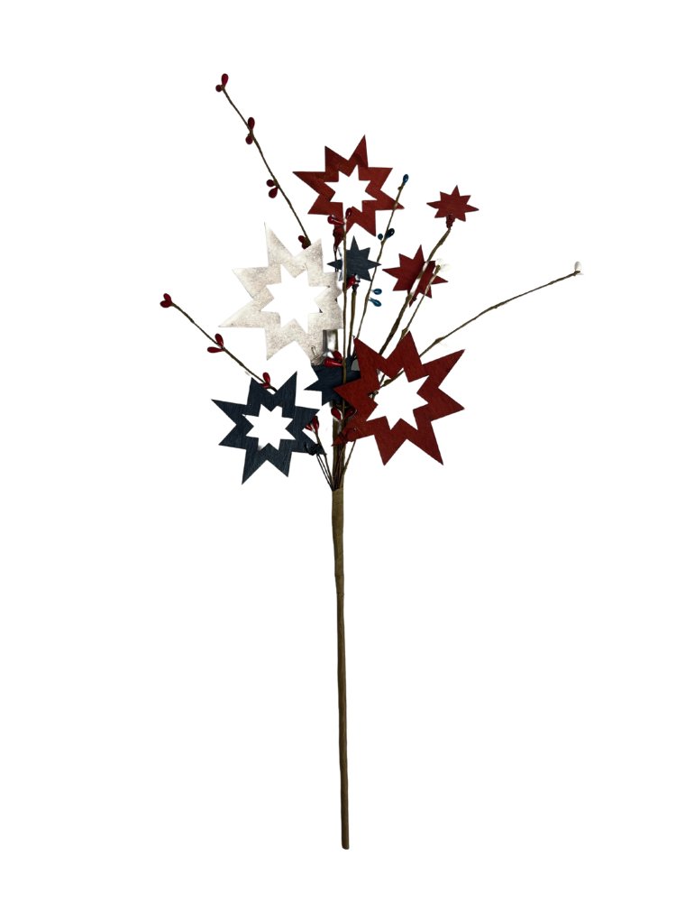 17" Patriotic Wooden Cut - Out Star Pick - 64046 - The Wreath Shop