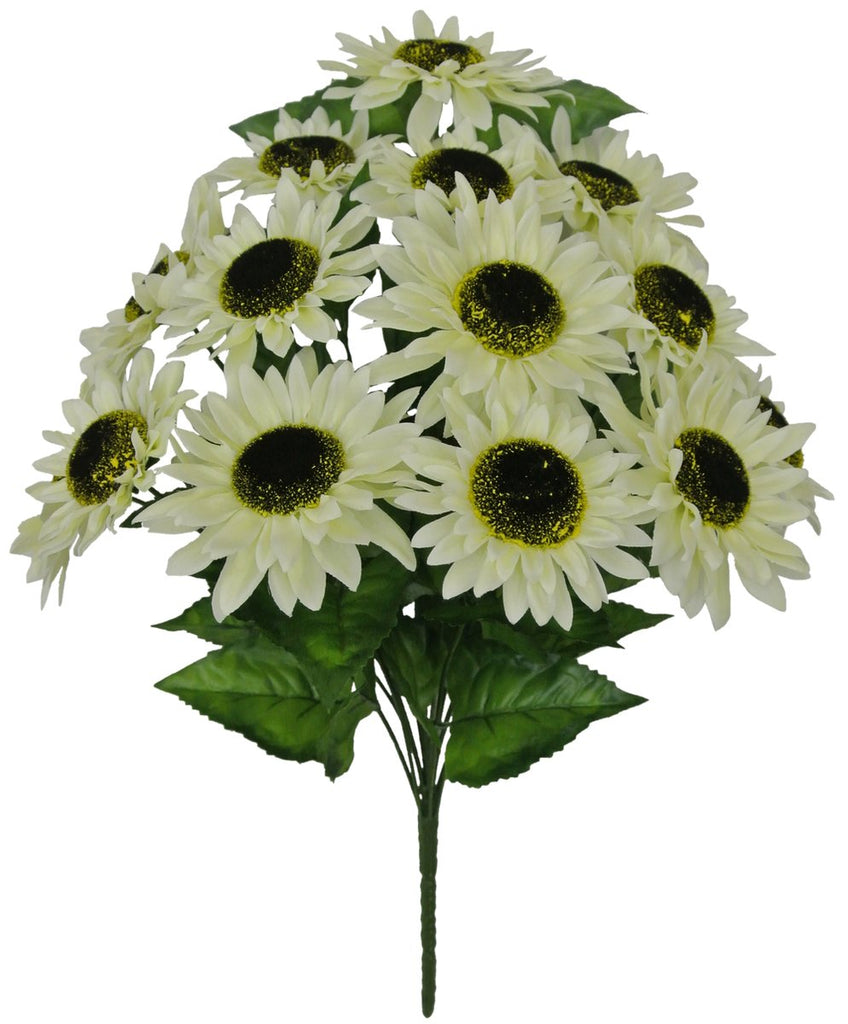 17" Sunflower Bush: Cream (12) - 80250-CR - The Wreath Shop