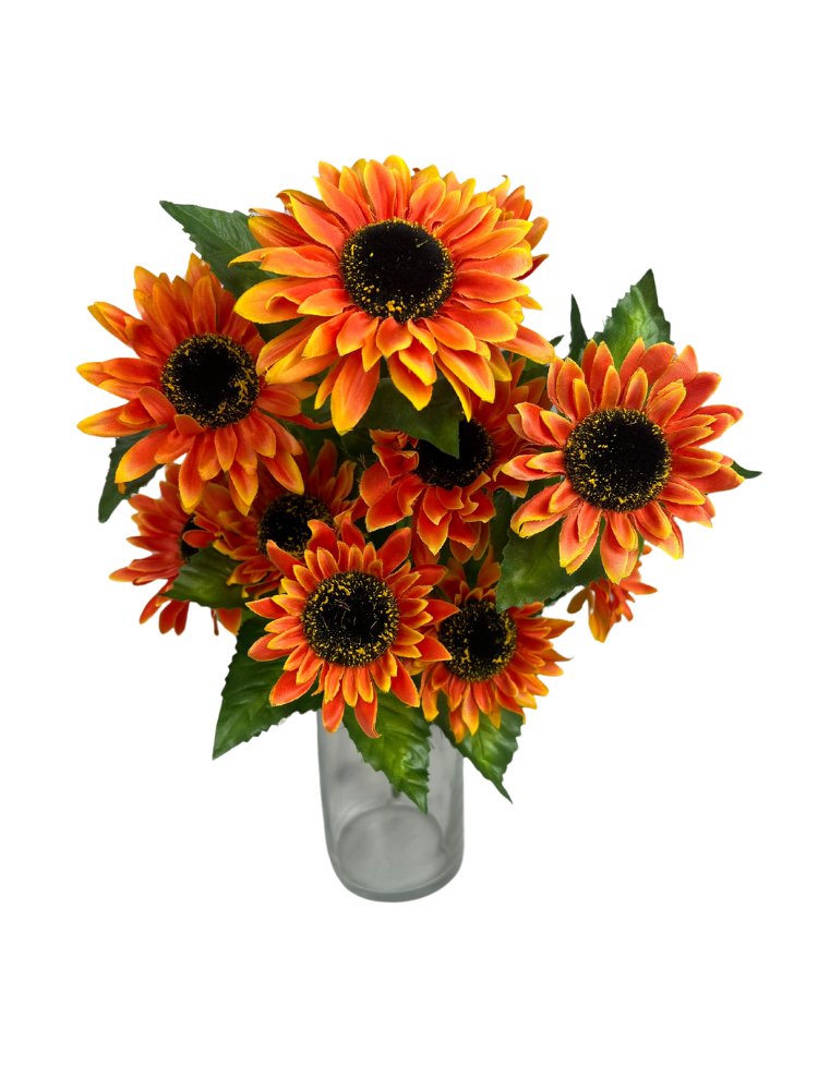 17" Sunflower Bush: Orange (12) - 80250 - OR - The Wreath Shop