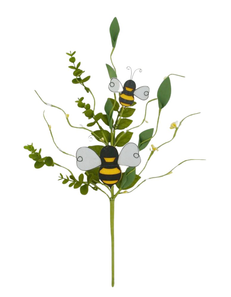18" Bumble Bee w/ Leaves Spray - 63274 - The Wreath Shop
