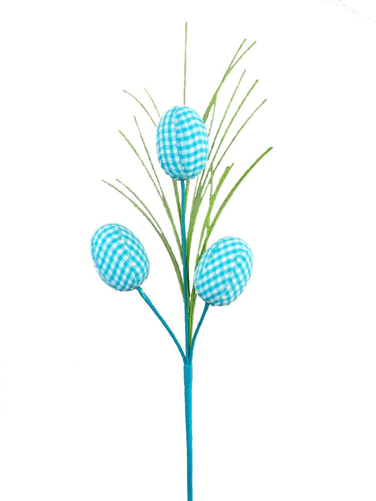 18" Gingham Egg Pick: Blue - 63002BL - The Wreath Shop