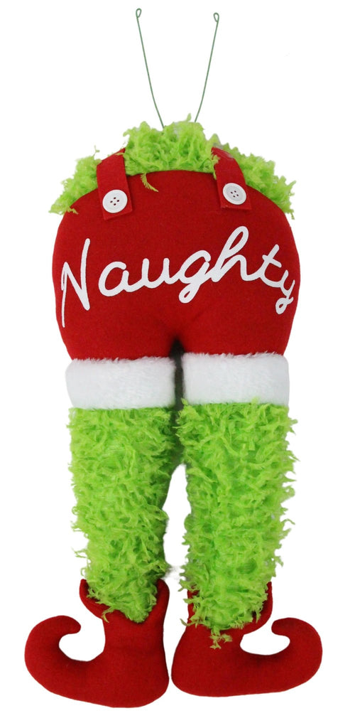 18" Naughty Furry Green Elf Bottom - XC6283 - The Wreath Shop