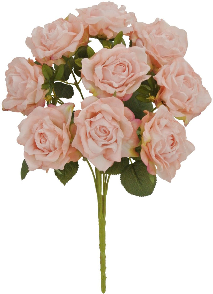 18" Pink Dried Rose Bush (9) - 82491-PK - The Wreath Shop