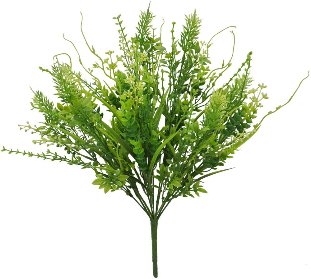 18" Plastic Mixed Greenery Bush - 83444 - The Wreath Shop