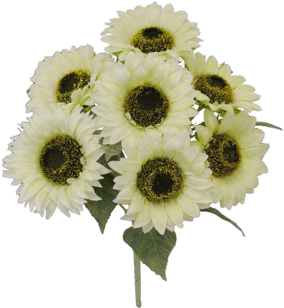 18" Sunflower Bush: Cream (7) - 80837-CR - The Wreath Shop