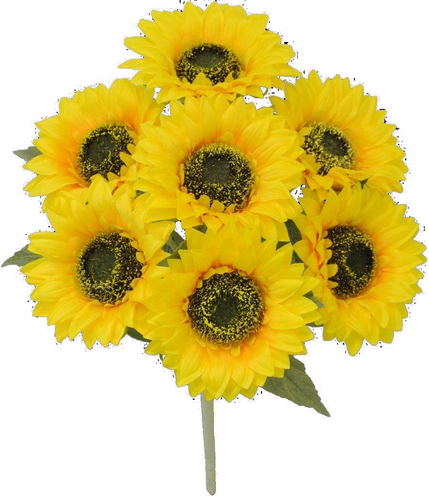 18" Sunflower Bush: Yellow (7) - 80837-YEL - The Wreath Shop