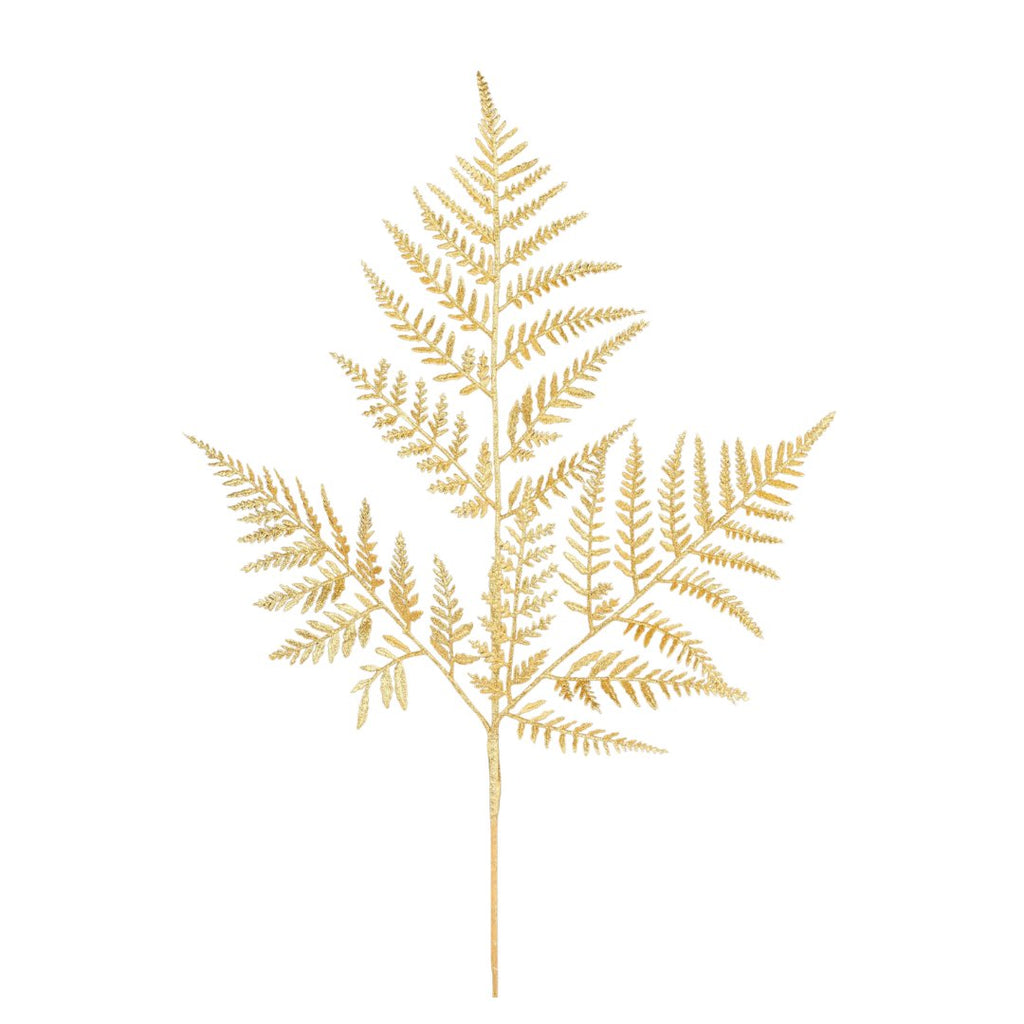 18.5" Glitter Fern Leaf Spray: Gold - XS244108 - The Wreath Shop